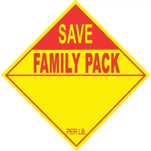 [688] 3 X 3 Inch FAMILY PACK SAVE Promotional Label