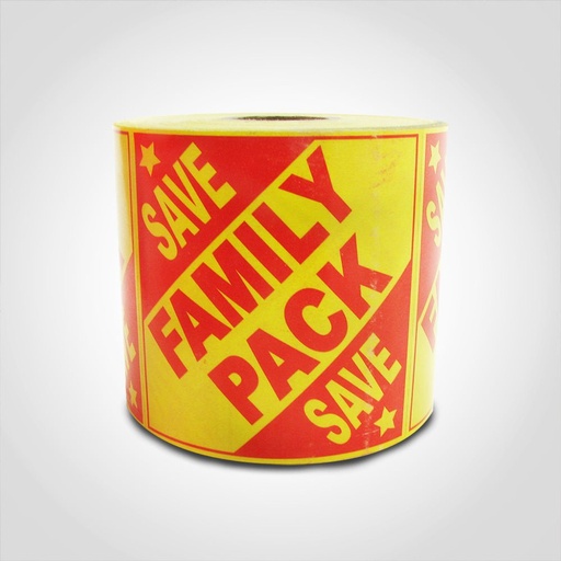 [688] 3 X 3 Inch FAMILY PACK SAVE Promotional Label