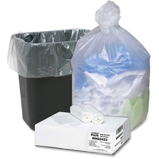 [5061] 7-10 Gallon 24" x 24" High Density Trash Can Liner 6 Micron Clear 