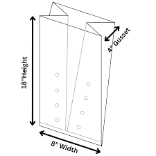 [1332] BUTTERFLY Poly Bag 8 X 4 X 18 Clear Gusseted 1.25 MIL, Vented