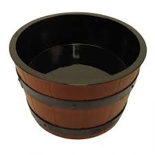 [2062] Barrel Bowl with Insert 14" x 10" x 12"