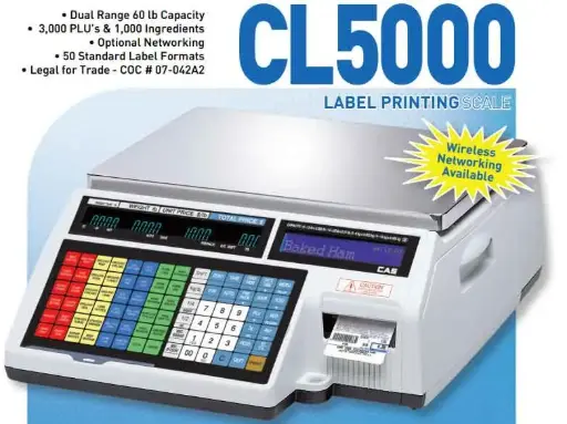 [3493] CAS CL5000B 60 Lbs Label Printing Scale
