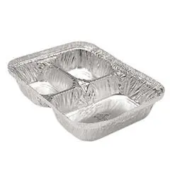 [2669] Durable Packaging 210-35-P250 3 Compartment Oblong Take-Out Foil Container With Clear Dome Lid, 250 Combo Pack