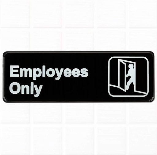 [6402] Employees Only Sign 3" x 9" Black