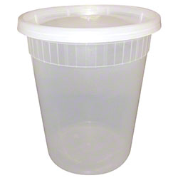[3577] Fabri-Kal PK32T-C Round Deli Container 32 Oz Clear Polypropylene