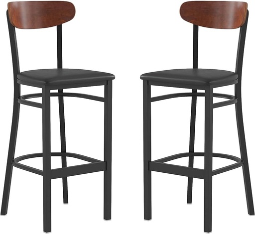 [2473] Flash Furniture Bar Stool Wood Back and Vinyl Seat
