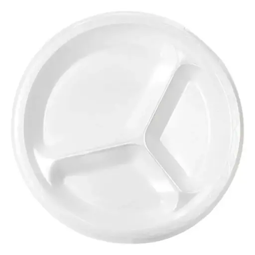 [934] Genpak 81300 10 Inch Compartmented Round White Foam Plate