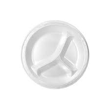 [2942] Genpak 83900 9 Inch Compartmented Round White Foam Plate
