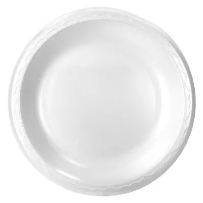 [4837] Genpak LAM09 9 Inch Round Laminated White Foam Plate