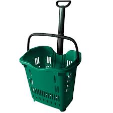 [2578] Green Shopping Basket with Wheel 18" x 14" x 17.5"