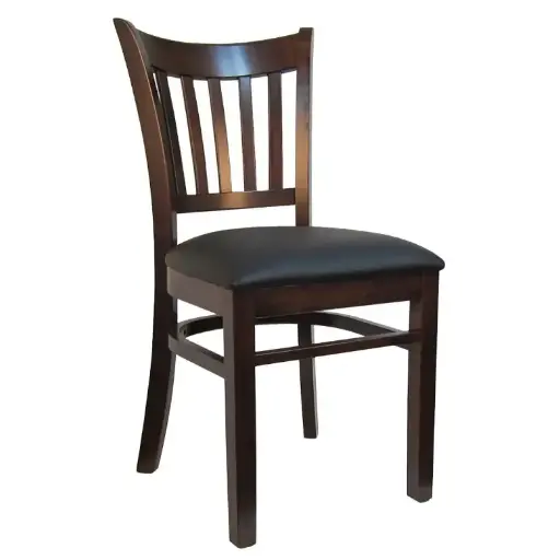 [3924] H&D 8642 Wood Dining Chair with Black Vinyl Seat