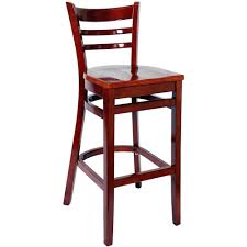 [4661] H&D 8676B Wood Ladder Back Bar Stool with Wood Seat & Finish Options