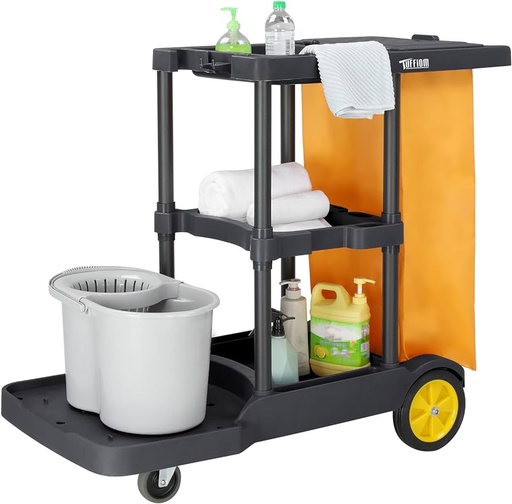 [2708] Janitorial Cart 3 Tier with Yellow Bag