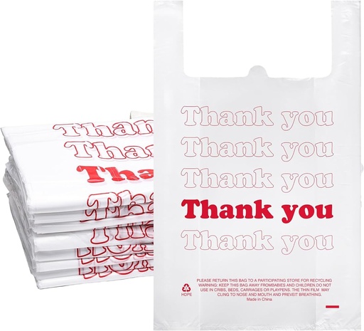 [720] Jumbo Plastic Shopping Bag White Thank You 18 X 8 X32" 32