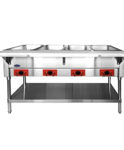 [2386] Klinger's Trading SW-4H-120 4 Sealed Well Electric Steam Table with Thermostat and Drain Included