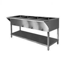 [2386] Klinger's Trading SW-4H-120 4 Sealed Well Electric Steam Table with Thermostat and Drain Included