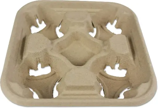 [950] Molded Fiber Four Cups Drink Carriers For 8 - 32 Oz. cup