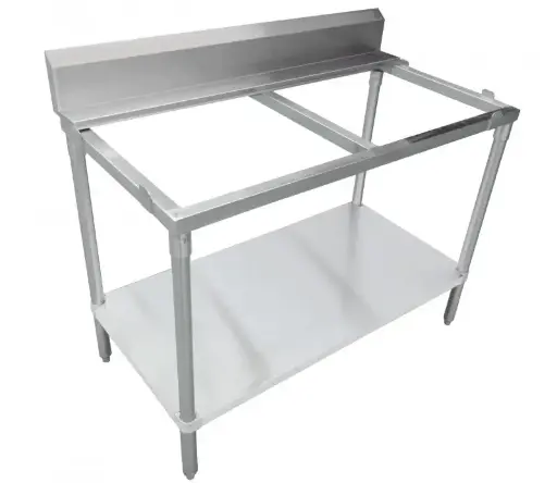 [2987] OMCAN 14359 Stainless Steel Table Solid Polytop Frame With Shelf 30" x 48" with backsplash