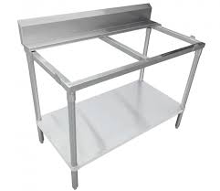 [2987] OMCAN 14359 Stainless Steel Table Solid Polytop Frame With Shelf 30" x 48" with backsplash