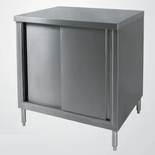 [2987] OMCAN 14359 Stainless Steel Table Solid Polytop Frame With Shelf 30" x 48" with backsplash