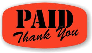[683] PAID THANK YOU Dayglo Red Round Label Sticker