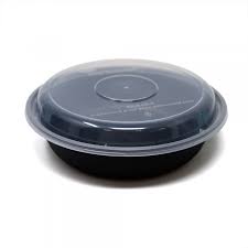 [3719] Round Black Container With Clear Lid 23 Oz