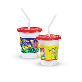 [1814] SoloCup CC12C-J5146 Plastic Kids Cups 12oz Critters Cups, Lids and Straws