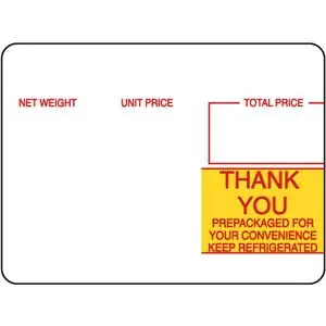[640] Toledo 325 UPC Thank You Scale Label For Toledo Scales