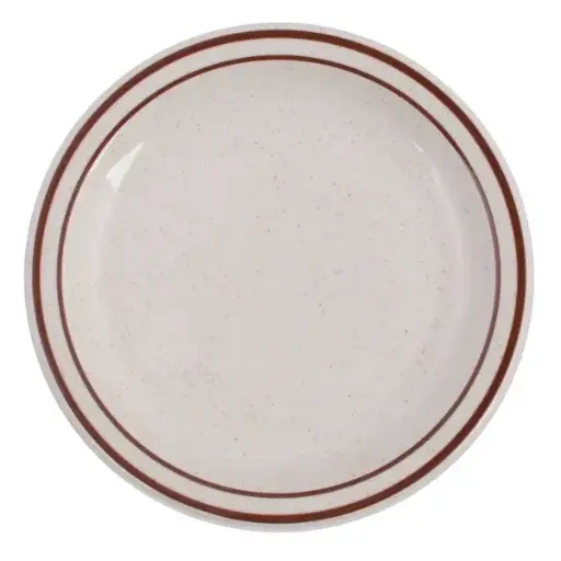 [1770] Tuxton TBS-007 White Plate With Brown Speckle