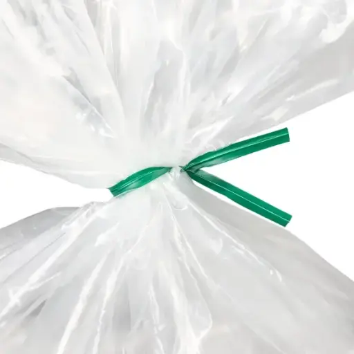 [3382] Twist Tie 7/16x18" White Green Leaf