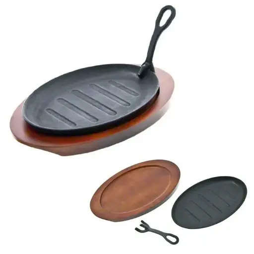 [4031] UPDATE CIZPH-11/Set Cast Iron Fajita 11" Platter