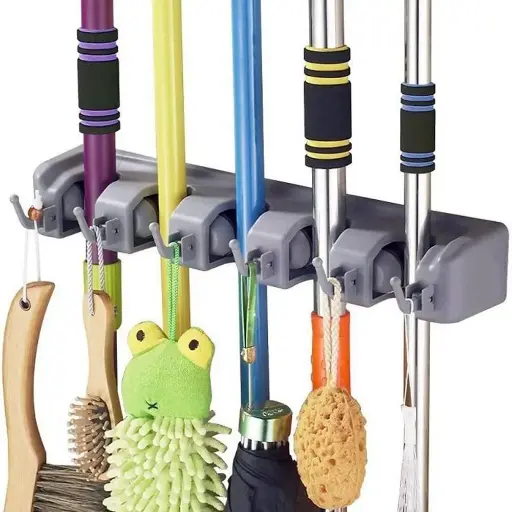 [3365] UPDATE MBR-16 16" Mop and Broom Rack Grey