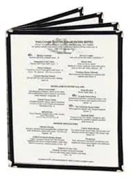 [4644] UPDATE MCV-4BK 9.25" x 12" 4-Page Fold Menu Cover Black Binding