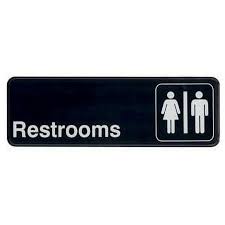 [1581] UPDATE S39-15BK Restrooms Sign 3" x 9" Black