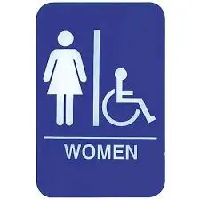 [1582] UPDATE S69-8BL WOMAN Accessible Sign 6" x 9"
