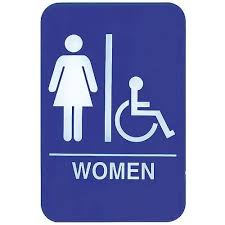[1582] UPDATE S69-8BL WOMAN Accessible Sign 6" x 9"