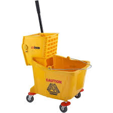 [772] WINCO MPB-36 Yellow Mop Bucket with Wringer 36 Qt.