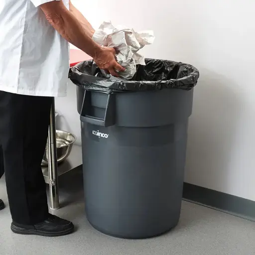 [2394] WINCO PTC-44G Garbage Can 44 Gallon, Gray