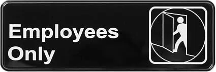 [6291] WINCO SGN-305 Employees Only Sign 3" x 9" Black