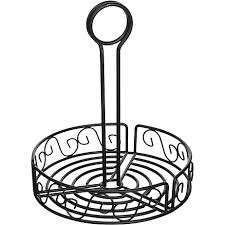 [2369] WINCO WBKH-6R 6.25" Round Condiment Caddy Black