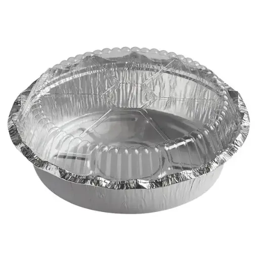 [1228] Western Plastic 7 Inch Round Foil Container W/ Lid