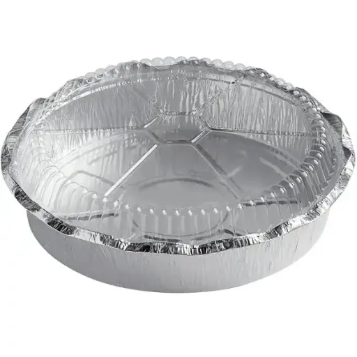 [3910] Western Plastic 9 Inch Round Foil Container W/ Lid