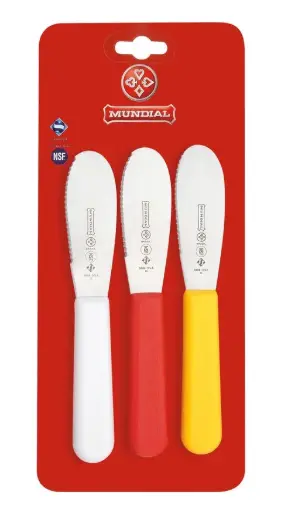 [RYW5688] Mundial Sandwich Spreader Serrated Edge 5600 Series 3.5 inches Multicolor Set of 3