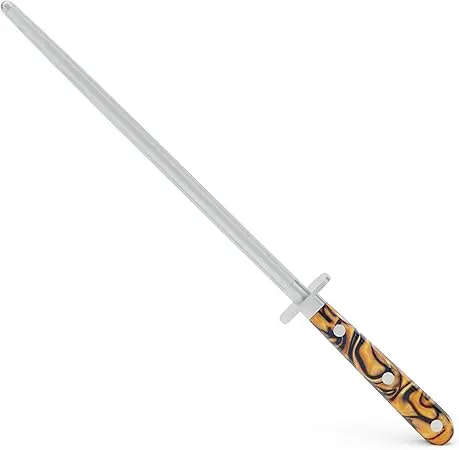 Giesser Since 1776 - Made in Germany - Sharpening Steel, 25 cm, Spicy Orange, PremiumCut Steel No 1, Knife Sharpener, Acrylic Material Handle, Exotic, Stainless, German Grill Knife, Sharp